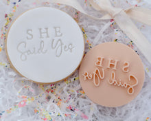 Load image into Gallery viewer, She Said Yes Fondant Cookie Stamp - Made in the UK with Love  from House of Toot Sweet - Just £5! Shop now at House of Toot Sweet
