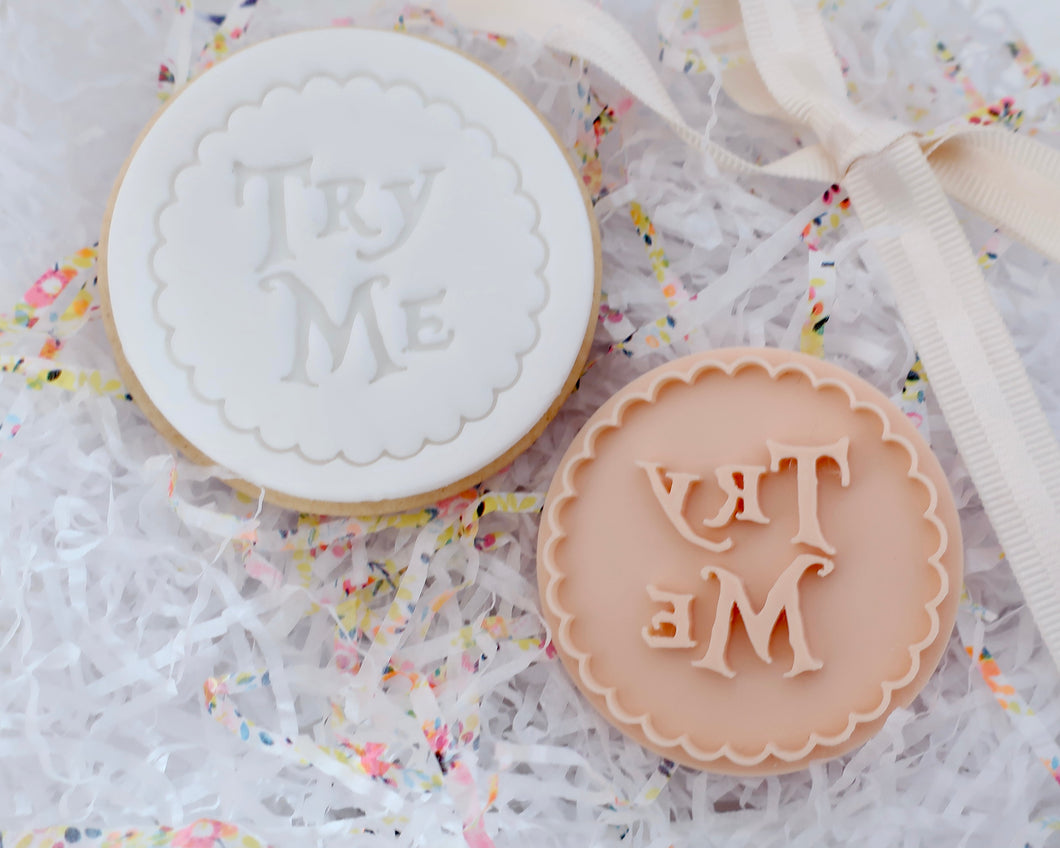 Try Me Fondant cookie Stamp - Made in the UK with Love  from House of Toot Sweet - Just £5! Shop now at House of Toot Sweet