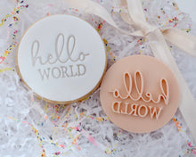 Load image into Gallery viewer, Hello World Fondant Cookie Stamp - Made in the UK with Love  from House of Toot Sweet - Just £5! Shop now at House of Toot Sweet
