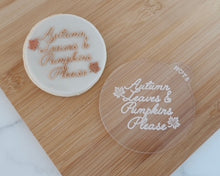 Load image into Gallery viewer, Autumn Leaves &amp; Pumkins Please Cookie &amp; Cupcake Embosser - Made in the UK with Love  from House of Toot Sweet - Just £6.50! Shop now at House of Toot Sweet
