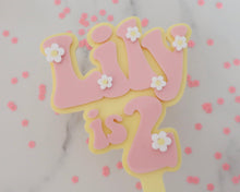 Load image into Gallery viewer, 3.5&#39;&#39; Lily is 2 Groovy Retro Hippie Flower Power Cake Topper - Made in the UK with Love  from House of Toot Sweet - Just £5.50! Shop now at House of Toot Sweet
