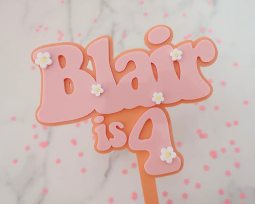 5'' Blair is 4 Groovy Retro Hippie Flower Power Cake Topper - Made in the UK with Love  from House of Toot Sweet - Just £7.50! Shop now at House of Toot Sweet