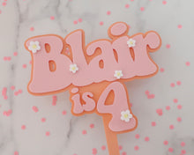 Load image into Gallery viewer, 5&#39;&#39; Blair is 4 Groovy Retro Hippie Flower Power Cake Topper - Made in the UK with Love  from House of Toot Sweet - Just £7.50! Shop now at House of Toot Sweet
