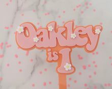 Load image into Gallery viewer, 5&#39;&#39; Oakley is 1 Groovy Retro Hippie Flower Power Cake Topper - Made in the UK with Love  from House of Toot Sweet - Just £7.50! Shop now at House of Toot Sweet
