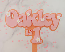 Load image into Gallery viewer, 5&#39;&#39; Oakley is 1 Groovy Retro Hippie Flower Power Cake Topper - Made in the UK with Love  from House of Toot Sweet - Just £7.50! Shop now at House of Toot Sweet
