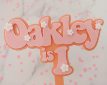 Load image into Gallery viewer, 5&#39;&#39; Oakley is 1 Groovy Retro Hippie Flower Power Cake Topper - Made in the UK with Love  from House of Toot Sweet - Just £7.50! Shop now at House of Toot Sweet
