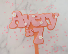 Load image into Gallery viewer, 5&#39;&#39; Avery is 7 Groovy Retro Hippie Flower Power Cake Topper - Made in the UK with Love  from House of Toot Sweet - Just £7.50! Shop now at House of Toot Sweet
