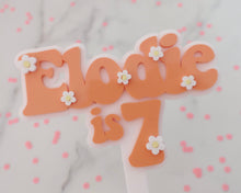 Load image into Gallery viewer, 4&#39;&#39; Elodie is 7 Groovy Retro Hippie Flower Power Cake Topper - Made in the UK with Love  from House of Toot Sweet - Just £6.50! Shop now at House of Toot Sweet
