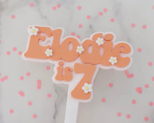 Load image into Gallery viewer, 4&#39;&#39; Elodie is 7 Groovy Retro Hippie Flower Power Cake Topper - Made in the UK with Love  from House of Toot Sweet - Just £6.50! Shop now at House of Toot Sweet
