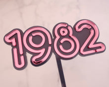 Load image into Gallery viewer, 5&#39;&#39; 80s Neon lights 1982 Cake topper - Made in the UK with Love  from House of Toot Sweet - Just £6.50! Shop now at House of Toot Sweet
