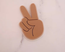 Load image into Gallery viewer, Hand Peace Sign Groovy Hippie Acrylic Cake Charm/ Topper - Made in the UK with Love  from House of Toot Sweet - Just £3.50! Shop now at House of Toot Sweet
