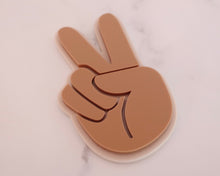 Load image into Gallery viewer, Hand Peace Sign Groovy Hippie Acrylic Cake Charm/ Topper - Made in the UK with Love  from House of Toot Sweet - Just £3.50! Shop now at House of Toot Sweet
