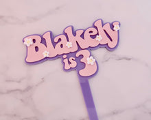 Load image into Gallery viewer, Blakely is 3 Groovy Retro Hippie Flower Power Cake Topper - Made in the UK with Love  from House of Toot Sweet - Just £7! Shop now at House of Toot Sweet
