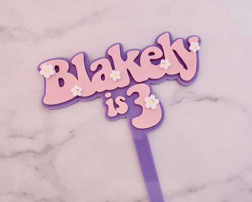 Blakely is 3 Groovy Retro Hippie Flower Power Cake Topper - Made in the UK with Love  from House of Toot Sweet - Just £7! Shop now at House of Toot Sweet