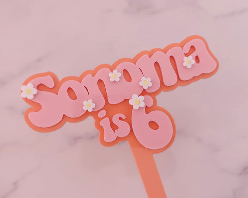 Sonoma is 6 Groovy Retro Hippie Flower Power Cake Topper - Made in the UK with Love  from House of Toot Sweet - Just £7! Shop now at House of Toot Sweet