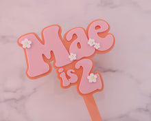 Load image into Gallery viewer, Mae is 2 Groovy Retro Hippie Flower Power Cake Topper - Made in the UK with Love  from House of Toot Sweet - Just £7! Shop now at House of Toot Sweet
