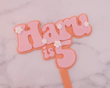 Load image into Gallery viewer, Haru is 5 Groovy Retro Hippie Flower Power Cake Topper - Made in the UK with Love  from House of Toot Sweet - Just £7! Shop now at House of Toot Sweet
