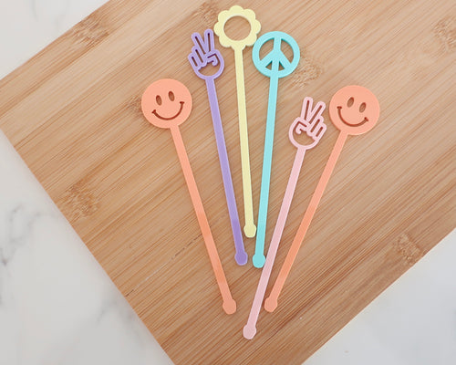 Groovy Pastel Drink Stirrers - Made in the UK with Love  from House of Toot Sweet - Just £4! Shop now at House of Toot Sweet