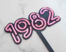 Load image into Gallery viewer, 80s Neon lights Personalised Year/ Name Cake topper - Made in the UK with Love  from House of Toot Sweet - Just £10! Shop now at House of Toot Sweet
