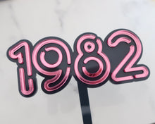 Load image into Gallery viewer, 80s Neon lights Personalised Year/ Name Cake topper - Made in the UK with Love  from House of Toot Sweet - Just £10! Shop now at House of Toot Sweet
