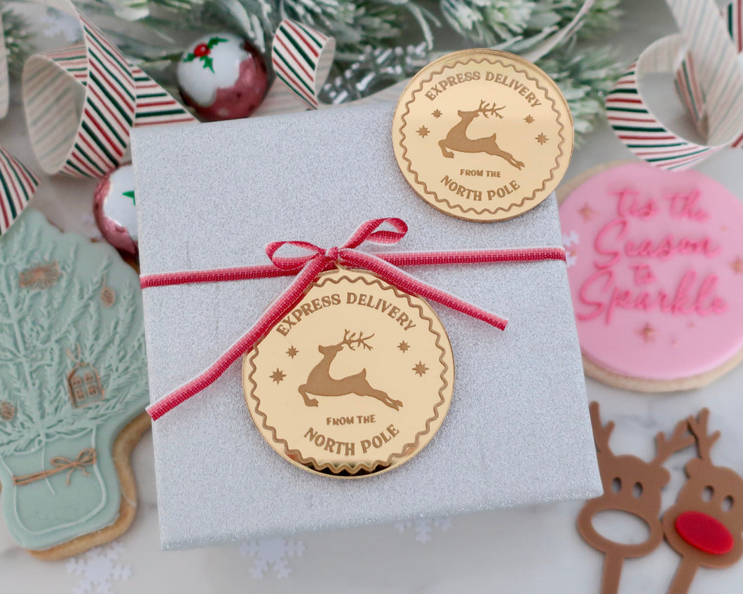 Express Delivery North Pole Mirror Cupcake Disc Toppers / Gift Tag - Made in the UK with Love  from House of Toot Sweet - Just £4.50! Shop now at House of Toot Sweet