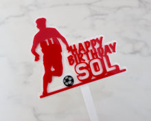 Load image into Gallery viewer, Football Birthday Personalised Name/Age Cake Topper - Made in the UK with Love  from House of Toot Sweet - Just £13! Shop now at House of Toot Sweet
