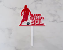 Load image into Gallery viewer, Football Birthday Personalised Name/Age Cake Topper - Made in the UK with Love  from House of Toot Sweet - Just £13! Shop now at House of Toot Sweet
