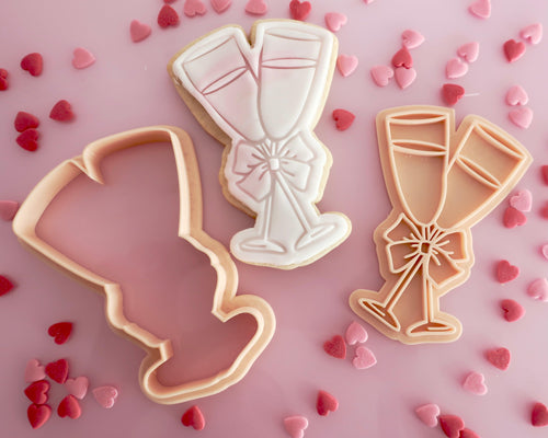 Champagne Glasses with Bow Stamp / Cutter - Made in the UK with Love  from House of Toot Sweet - Just £5.50! Shop now at House of Toot Sweet