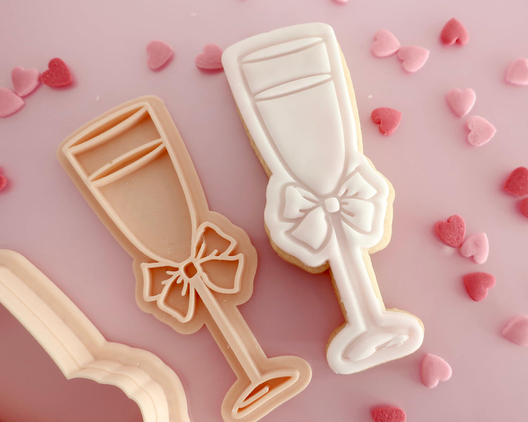 Champagne Glass with Bow Stamp / Cutter - Made in the UK with Love  from House of Toot Sweet - Just £5! Shop now at House of Toot Sweet