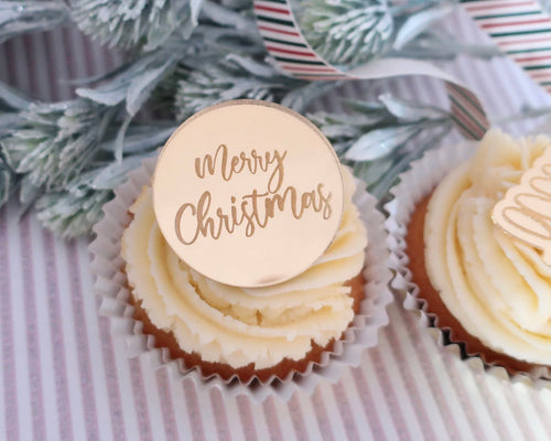 Merry Christmas Mirror Cupcake Disc Toppers / Gift Tag - Made in the UK with Love  from House of Toot Sweet - Just £4.50! Shop now at House of Toot Sweet